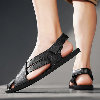 Comfortable Leather Fisherman Sandal for Women with Crisscross Strap Adjustable Buckle Closed Toe Style