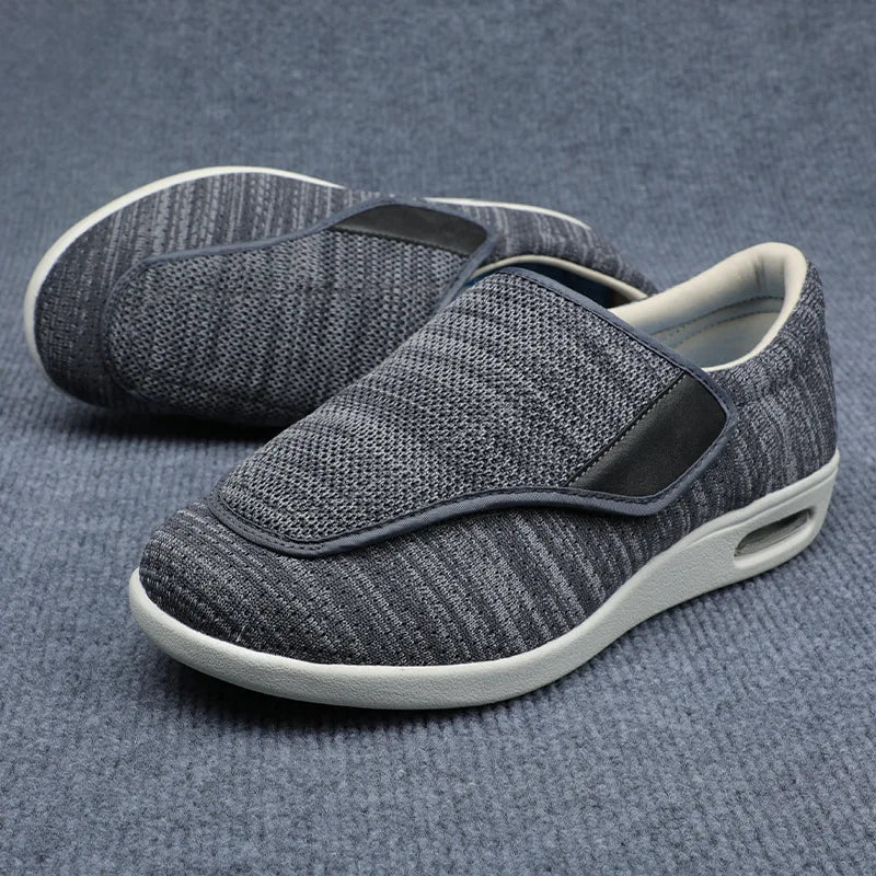 Comfortable Knit Fashion Sneaker for Women with Adjustable Strap Wide Toe Air Cushion Sole Casual Style