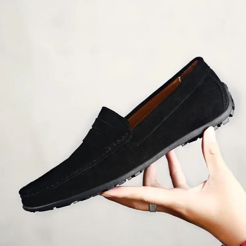 Stylish Suede Driving Loafer for Women with Penny Strap Slip On Rubber Sole Casual Style