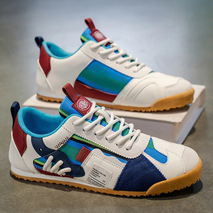Effortless Colorblock Fashion Sneakers for Women with Lace Up Gum Sole Sporty Casual Style