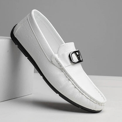 Comfortable Leather Driving Loafer for Women with Metal Buckle Slip On Moc Toe Casual Style