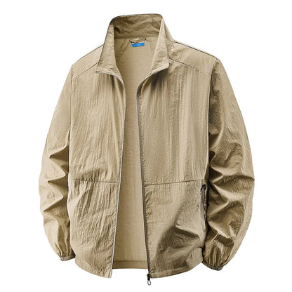 Effortless Lightweight Windbreaker Jacket for Women with Stand Collar Long Sleeve Zip Pocket Casual Style