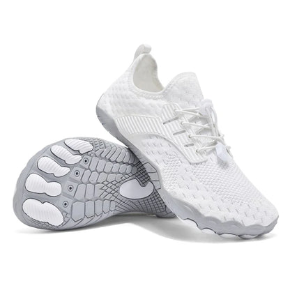 Comfortable Knit Mesh Sneaker for Women with Toggle Lace Closure Textured Grip Sole Athletic Style