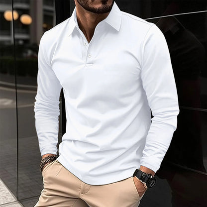 Elegant Ribbed Polo Shirt for Women with Collar Long Sleeve Button Placket Casual Style