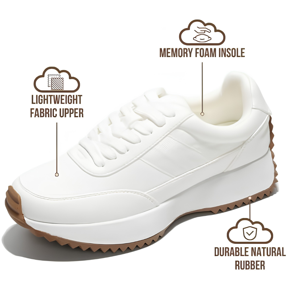 Comfortable Trainers for Women with Lace Up Panelled Upper Cushioned Platform Sole Low Top Style