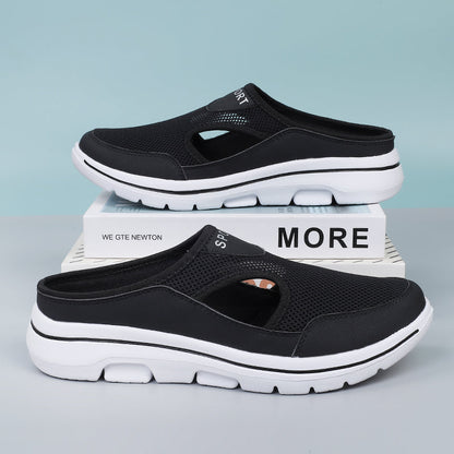 Comfortable Mesh Slip On Mule Sneaker for Women with Cutout Vent Platform Sole Sport Style