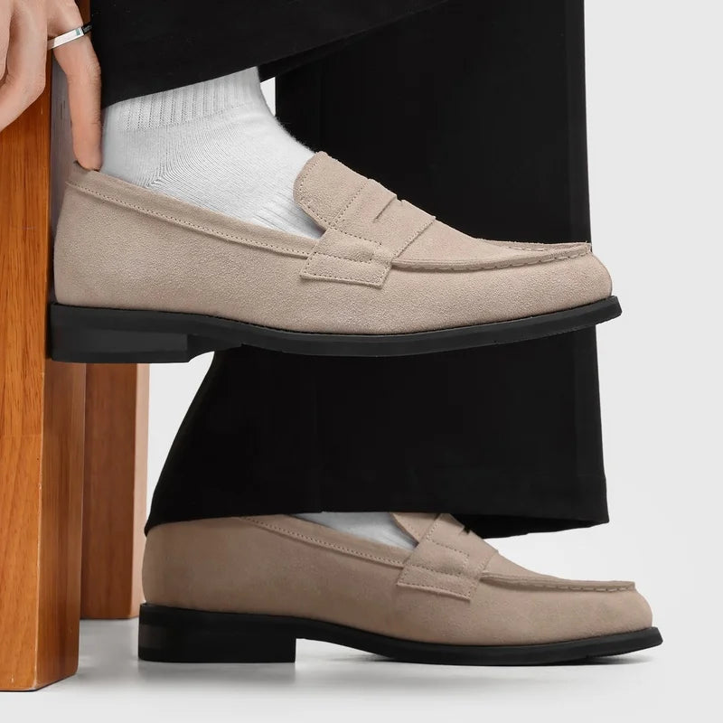 Effortless Suede Penny Loafer for Women with Round Toe Flat Sole Slip On Casual Style