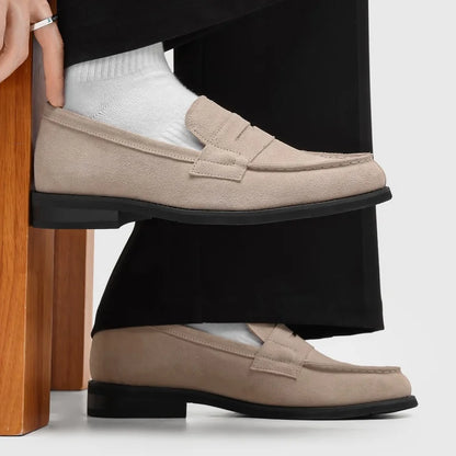 Effortless Suede Penny Loafer for Women with Round Toe Flat Sole Slip On Casual Style