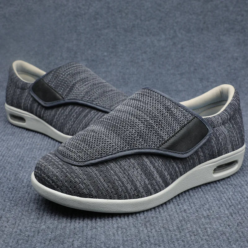Comfortable Knit Fashion Sneaker for Women with Adjustable Strap Wide Toe Air Cushion Sole Casual Style