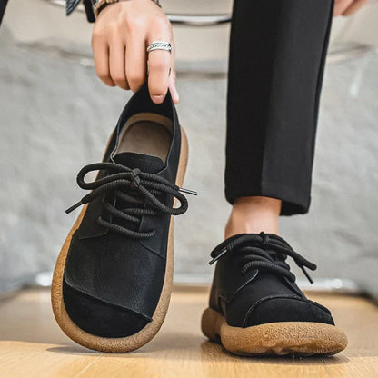 Effortless Leather Derby Sneaker for Women with Lace Up Suede Cap Toe Chunky Sole Casual Style