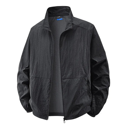 Effortless Lightweight Windbreaker Jacket for Women with Stand Collar Long Sleeve Zip Pocket Casual Style