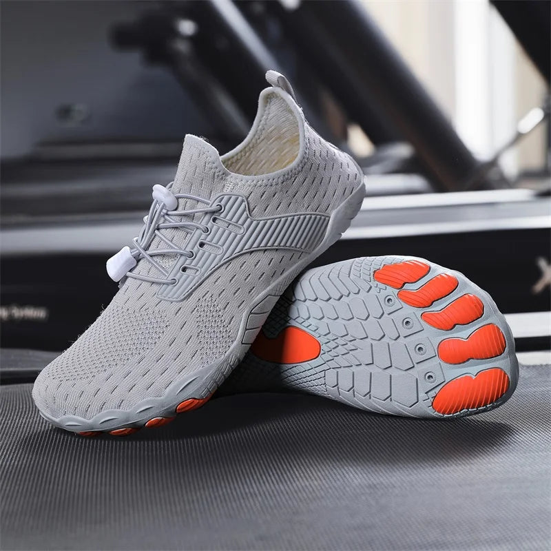 Comfortable Knit Mesh Sneaker for Women with Toggle Lace Closure Textured Grip Sole Athletic Style