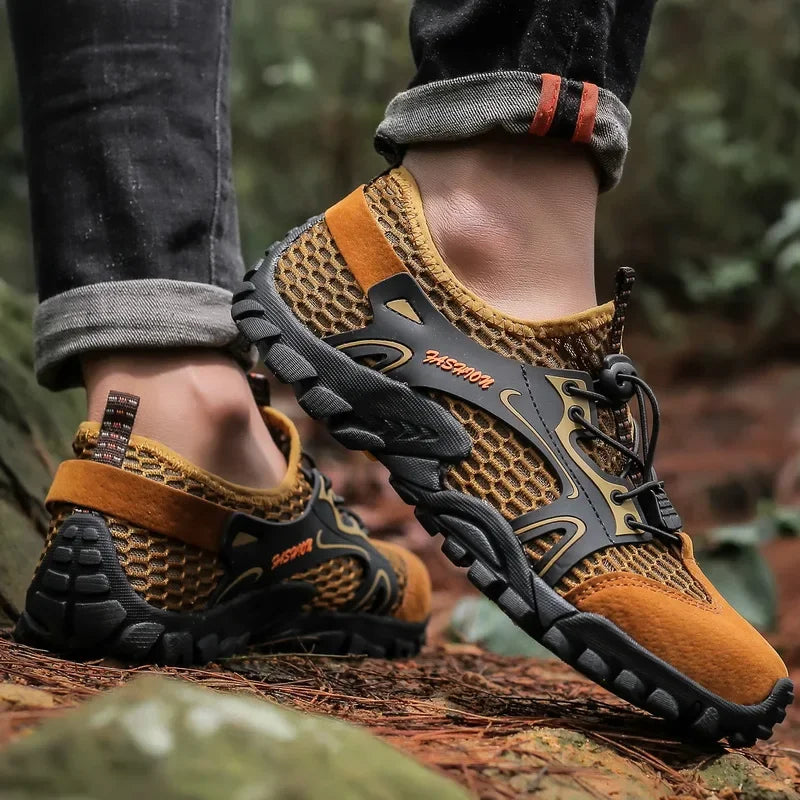 Comfortable Mesh Fashion Sneaker for Women with Lace Up Bungee Cord Rugged Trail Style