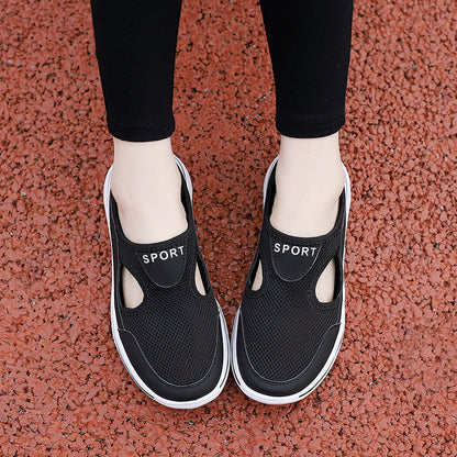 Comfortable Mesh Slip On Mule Sneaker for Women with Cutout Vent Platform Sole Sport Style