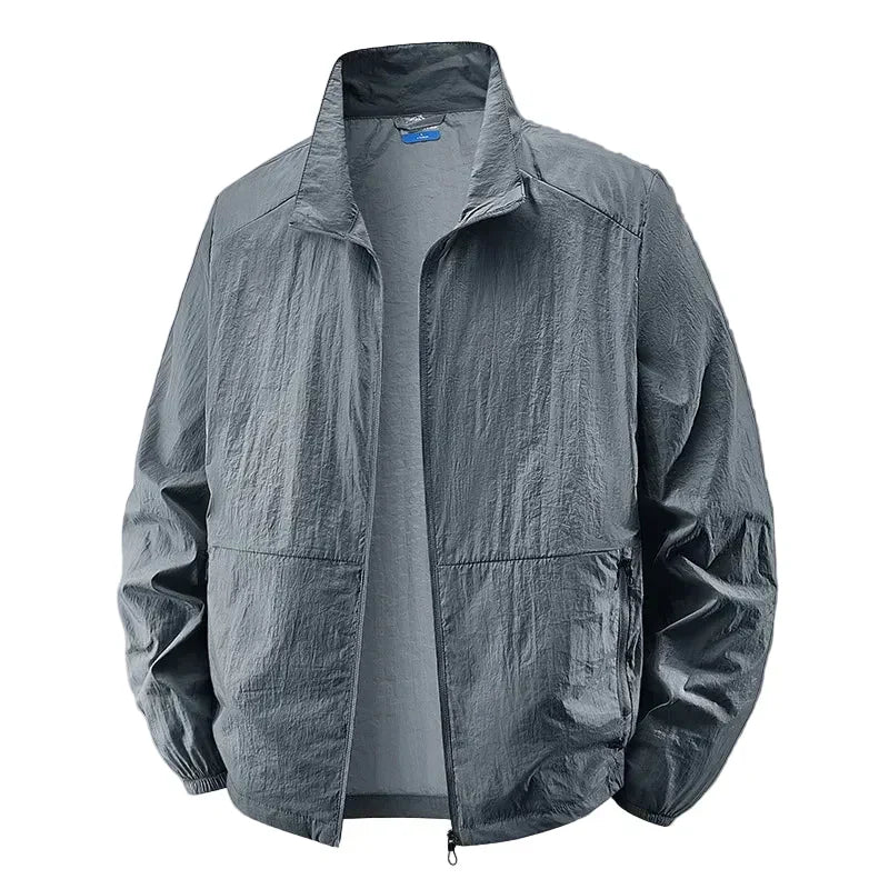 Effortless Lightweight Windbreaker Jacket for Women with Stand Collar Long Sleeve Zip Pocket Casual Style