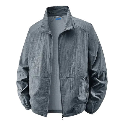 Effortless Lightweight Windbreaker Jacket for Women with Stand Collar Long Sleeve Zip Pocket Casual Style