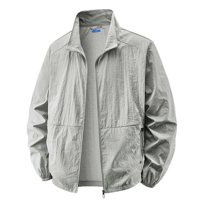Effortless Lightweight Windbreaker Jacket for Women with Stand Collar Long Sleeve Zip Pocket Casual Style