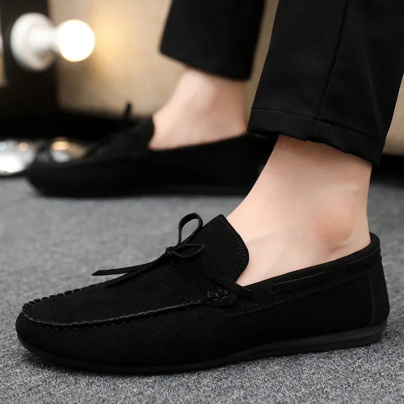Comfortable Suede Driving Loafer for Women with Round Toe Bow Tie Slip On Flat Style