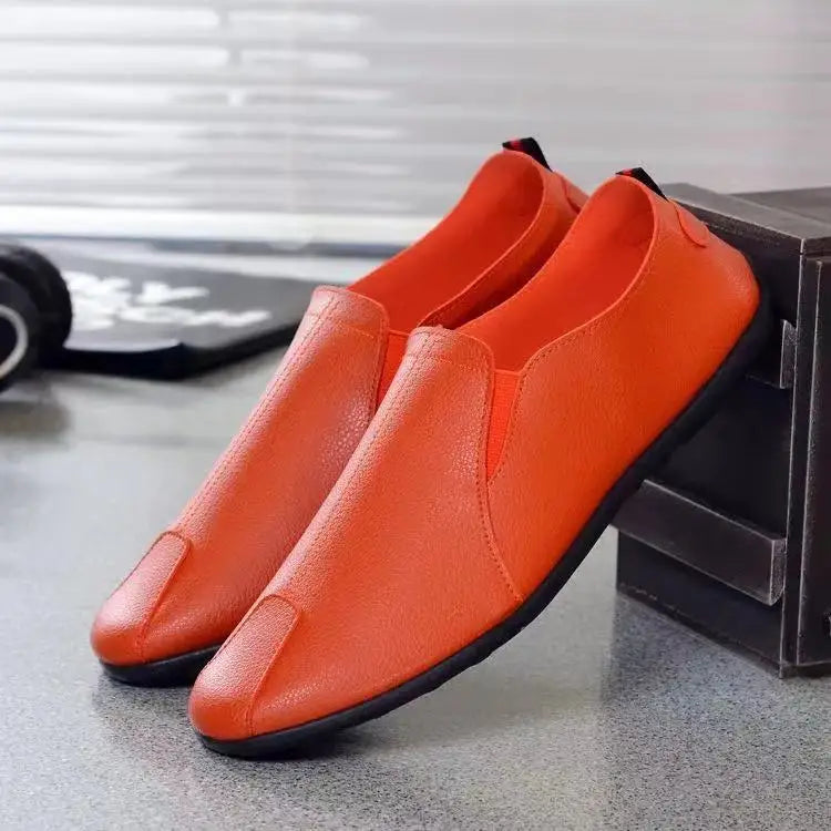 Effortless Leather Loafers for Women with Slip-On Round Toe Ribbed Sole Casual Style