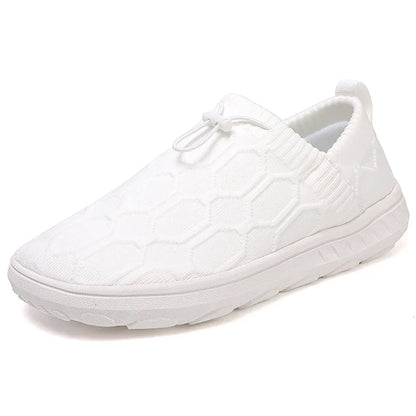 Comfortable Knit Sneaker for Women with Slip On Drawstring Honeycomb Texture Casual Style