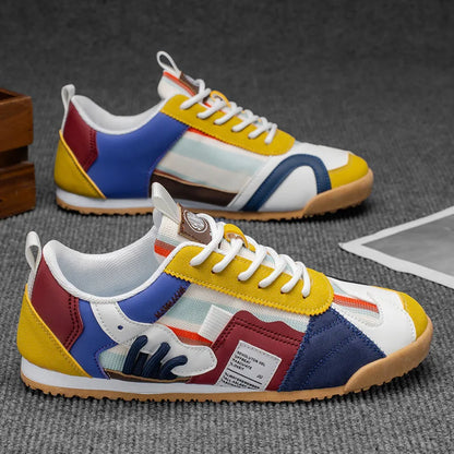 Effortless Colorblock Fashion Sneakers for Women with Lace Up Gum Sole Sporty Casual Style