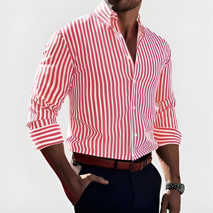 Effortless Striped Cotton Blouse for Women with Collar Long Sleeve Button Front Relaxed Casual Style