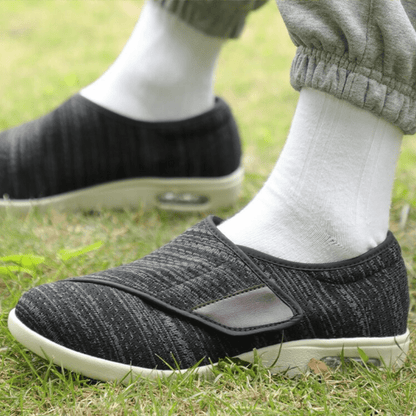 Comfortable Knit Slip On Sneaker for Women with Adjustable Strap Wide Toe Cushioned Sole Casual Style
