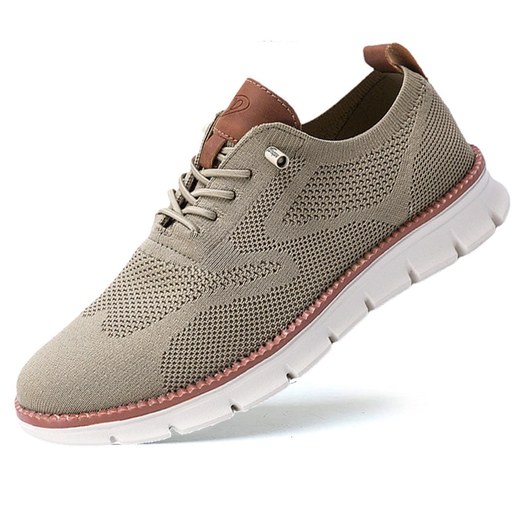 Effortless Knit Mesh Fashion Sneakers for Women with Lace Up Contrast Sole Casual Style