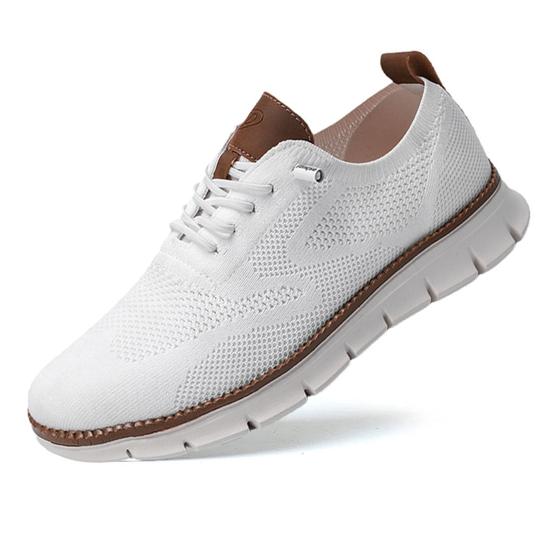 Effortless Knit Mesh Fashion Sneakers for Women with Lace Up Contrast Sole Casual Style