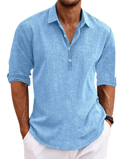 Effortless Linen Shirt for Women with Collar Long Sleeve Button Front Relaxed Style