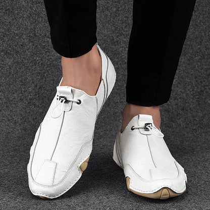 Effortless Leather Moccasin Loafer for Women with Bungee Lace Slip On Casual Style