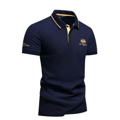 Elegant Embroidered Polo Shirt for Women with Collar Short Sleeve Button Placket Casual Style