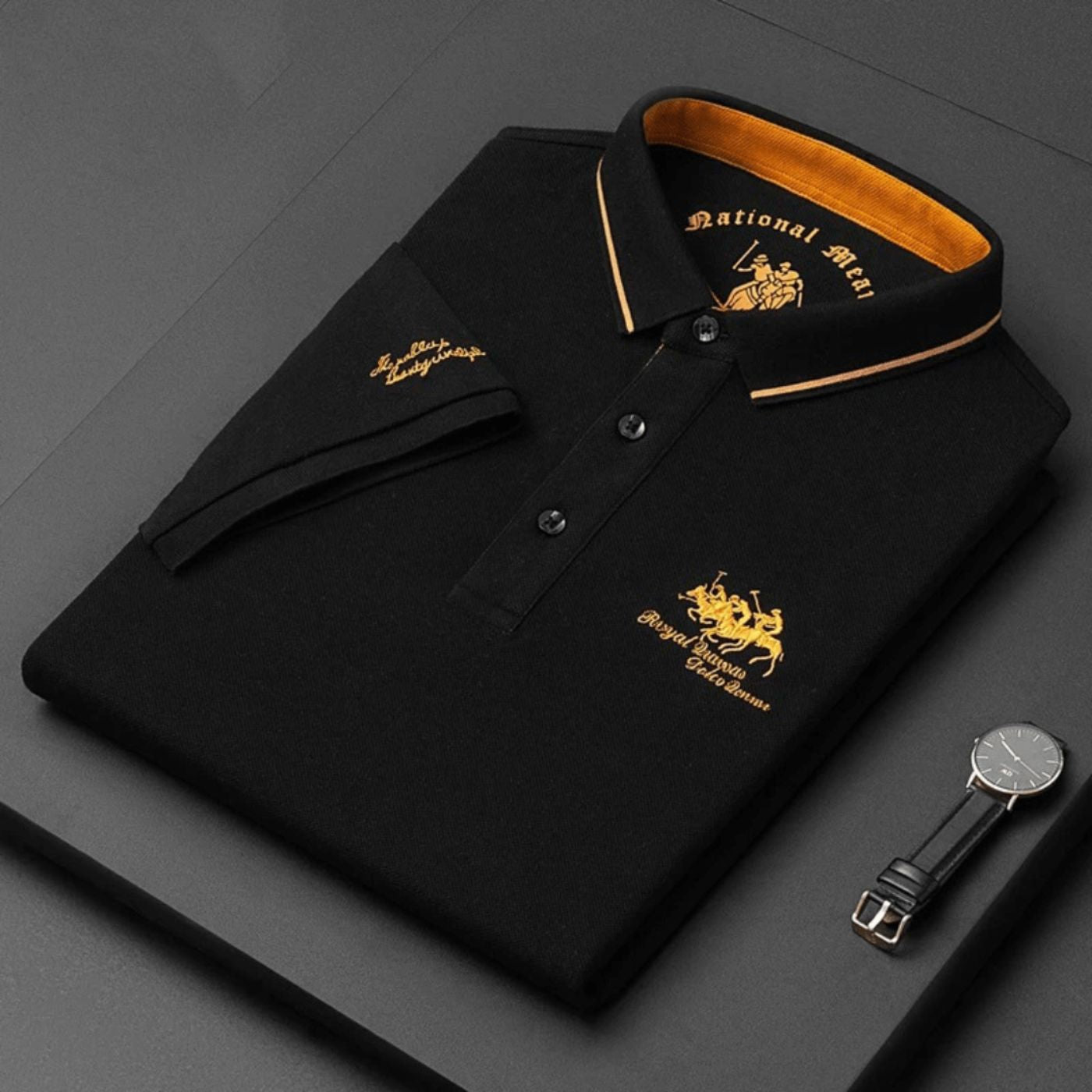 Elegant Embroidered Polo Shirt for Women with Collar Short Sleeve Button Placket Casual Style