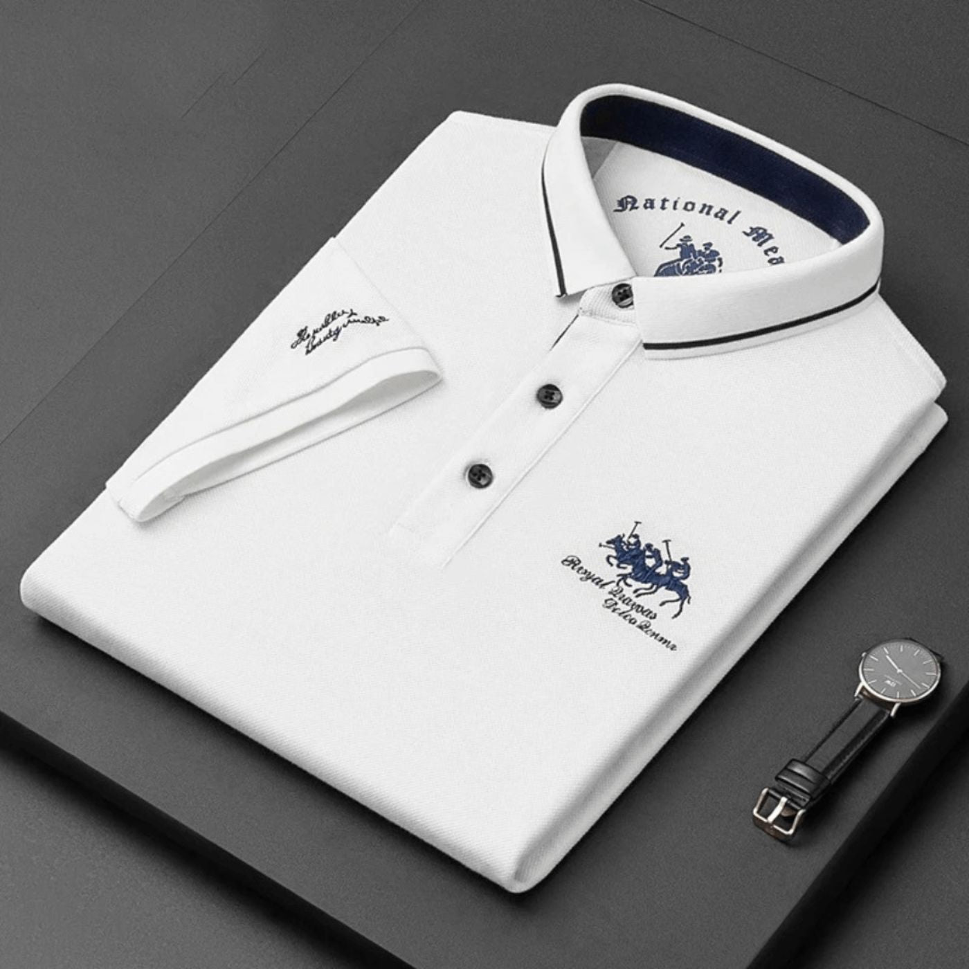 Elegant Embroidered Polo Shirt for Women with Collar Short Sleeve Button Placket Casual Style