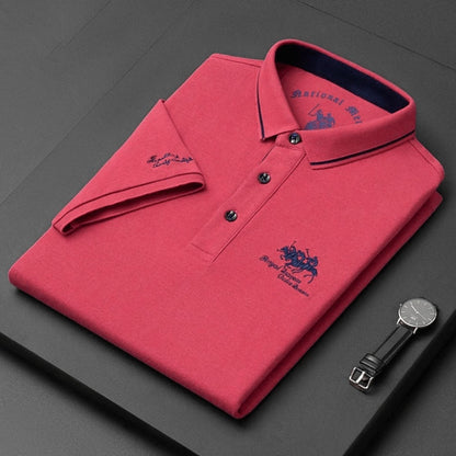 Elegant Embroidered Polo Shirt for Women with Collar Short Sleeve Button Placket Casual Style