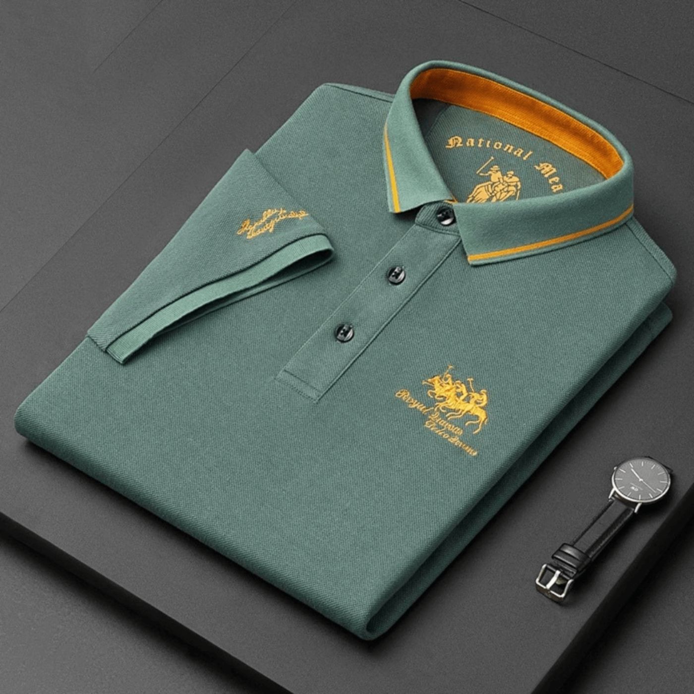 Elegant Embroidered Polo Shirt for Women with Collar Short Sleeve Button Placket Casual Style