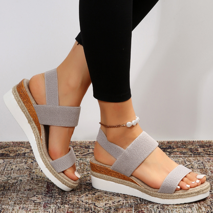 Comfortable Sandals for Women with Elastic Strap Cushioned Platform Slingback Open Toe Style