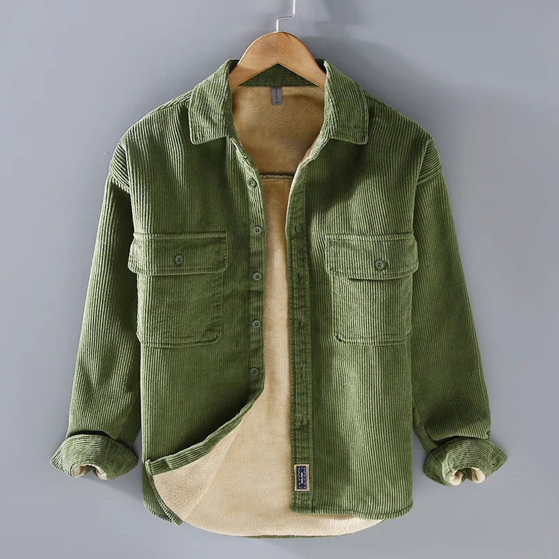 Comfortable Corduroy Sherpa Jacket for Women with Collar Long Sleeve Button Front Relaxed Casual Style