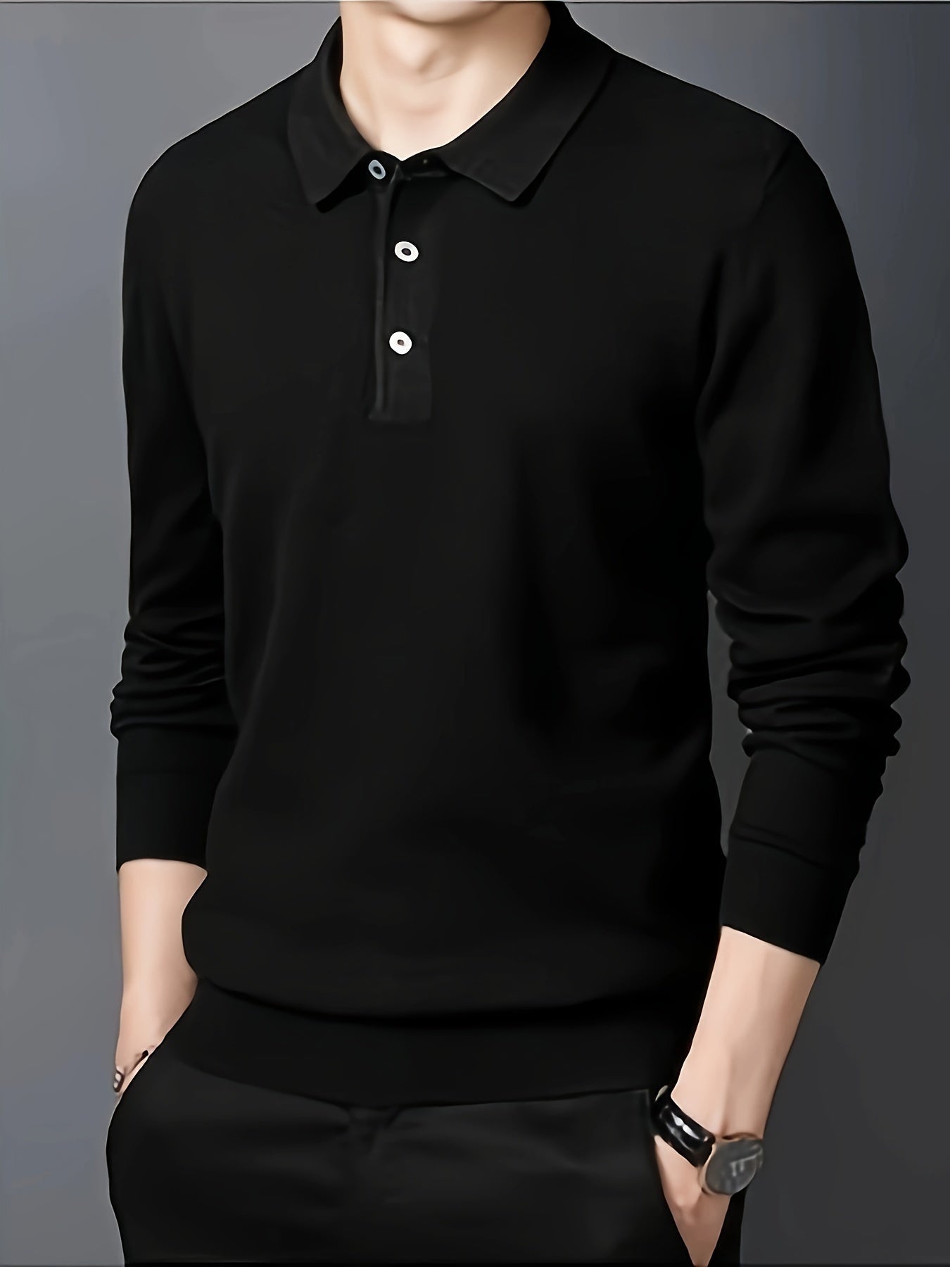 Comfortable Knit Polo Sweater for Women with Collar Long Sleeve Button Placket Ribbed Cuff Casual Style