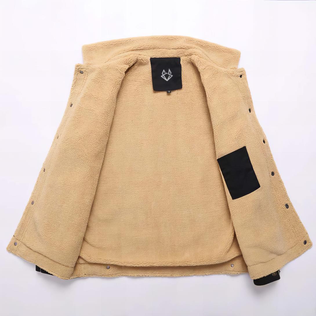 Comfortable Sherpa Fleece Trucker Jacket for Women with Notched Collar Long Sleeve Button Front Chest Pocket Casual Style