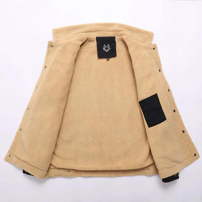 Comfortable Sherpa Fleece Trucker Jacket for Women with Notched Collar Long Sleeve Button Front Chest Pocket Casual Style