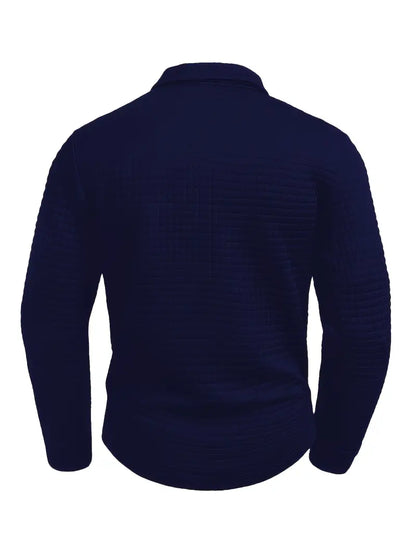 Effortless Waffle Knit Polo Shirt for Women with Collar Long Sleeve Zip Pocket Casual Style