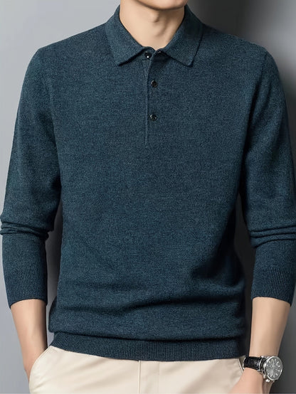 Comfortable Knit Polo Sweater for Women with Collar Long Sleeve Button Placket Ribbed Cuff Casual Style