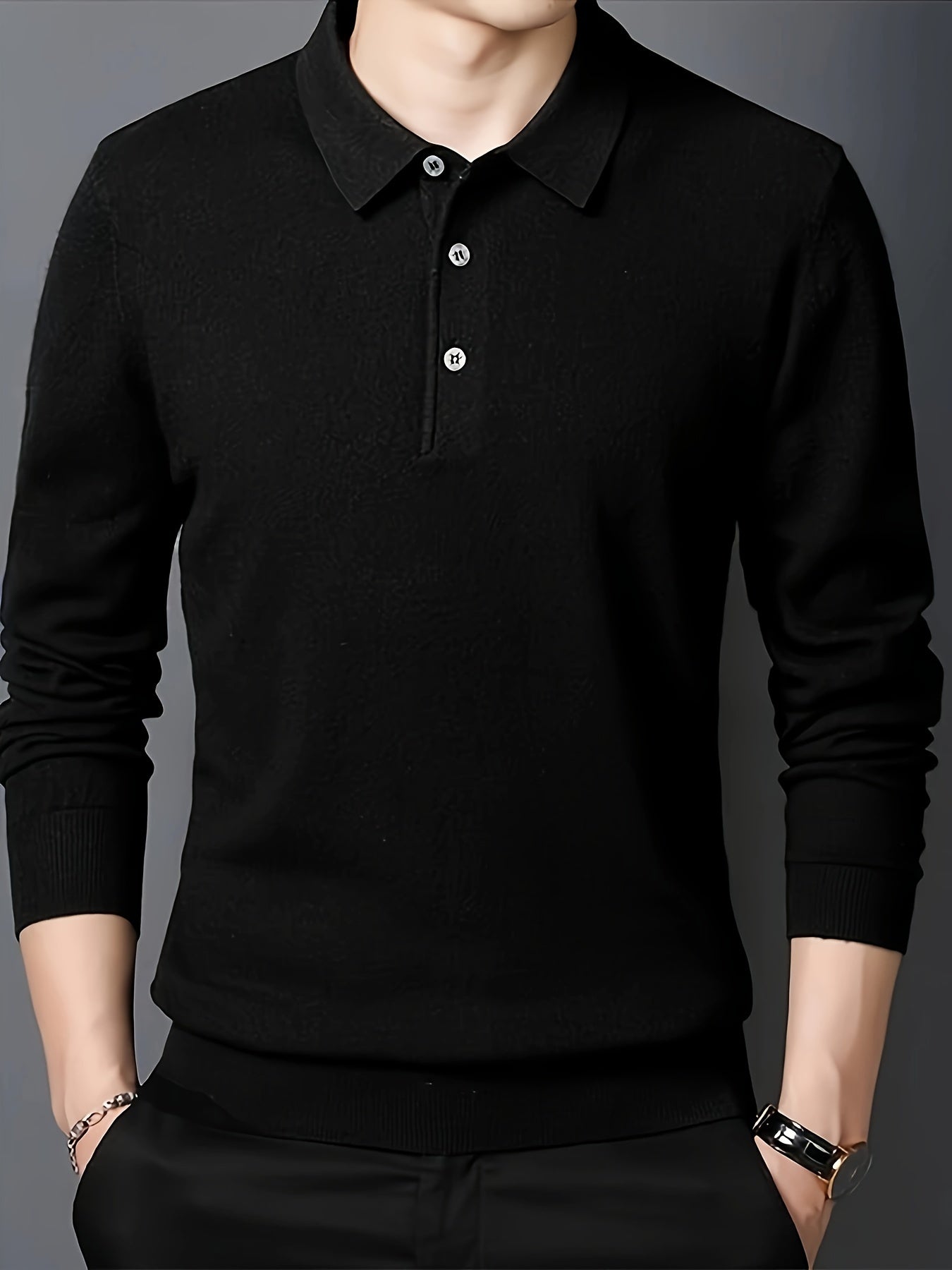 Comfortable Knit Polo Sweater for Women with Collar Long Sleeve Button Placket Ribbed Cuff Casual Style
