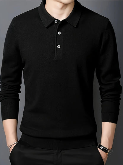 Comfortable Knit Polo Sweater for Women with Collar Long Sleeve Button Placket Ribbed Cuff Casual Style