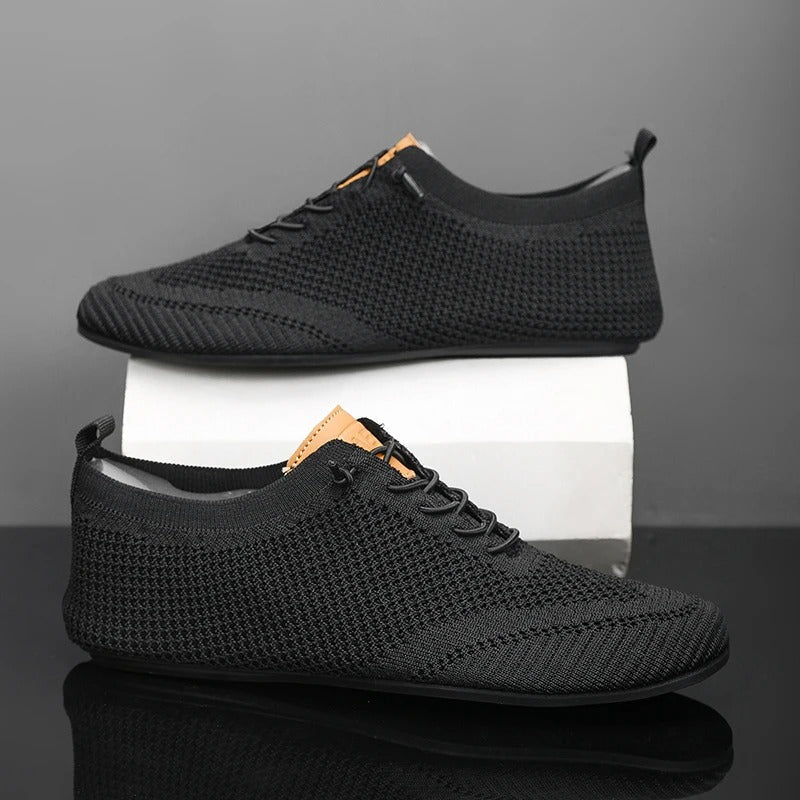 Comfortable Knit Fashion Sneaker for Women with Lace Up Low Top Flexible Sole Casual Style