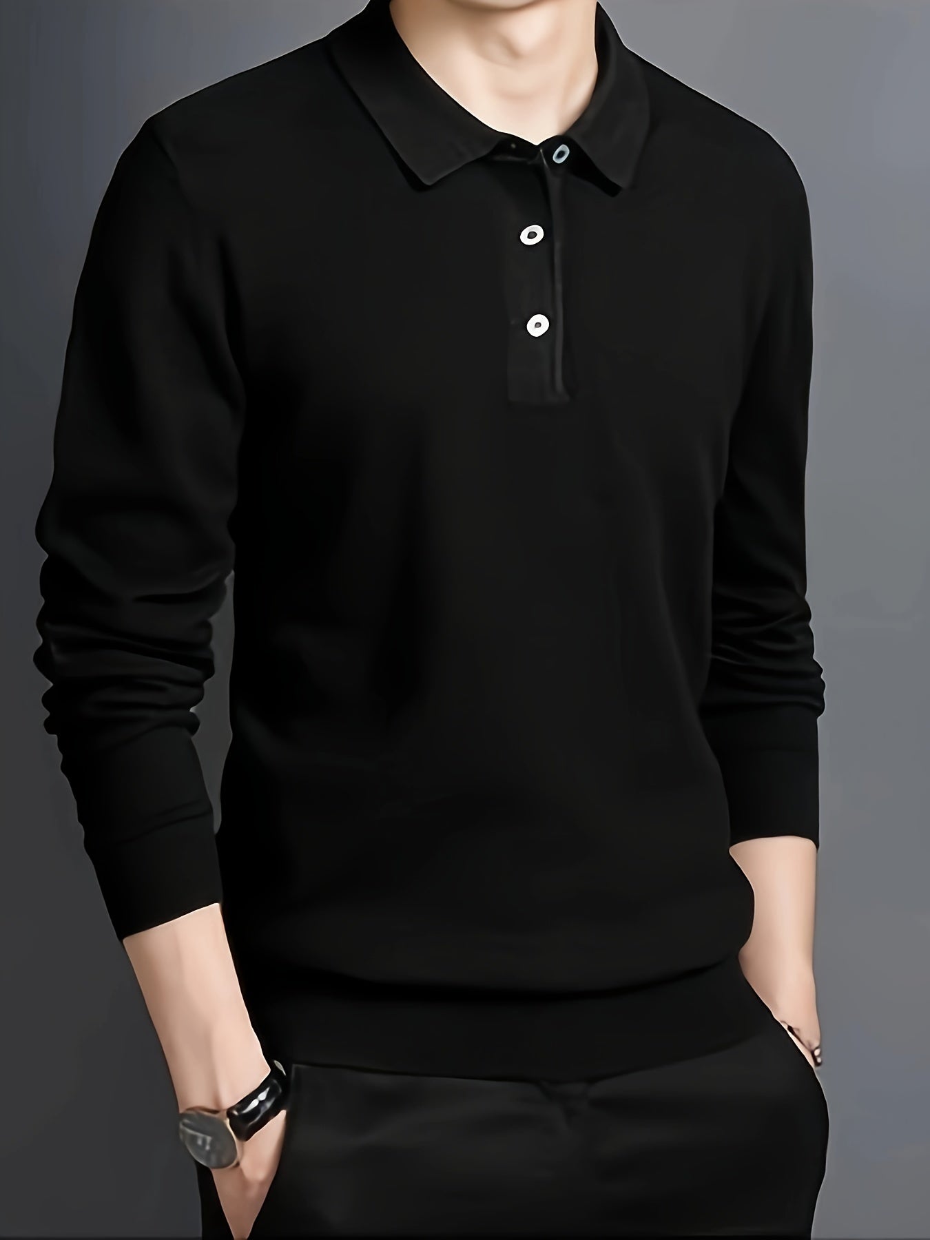 Comfortable Knit Polo Sweater for Women with Collar Long Sleeve Button Placket Ribbed Cuff Casual Style