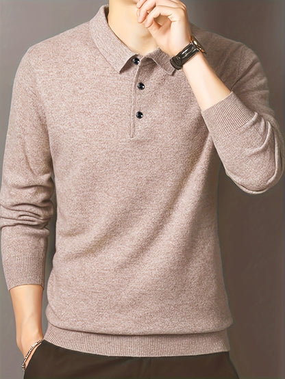 Comfortable Knit Polo Sweater for Women with Collar Long Sleeve Button Placket Ribbed Cuff Casual Style