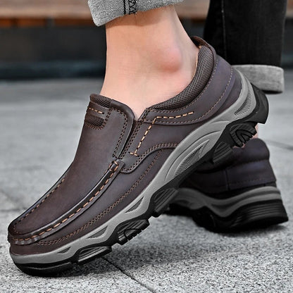 Effortless Leather Moc Toe Loafer for Women with Slip-On Rugged Outsole Comfort Style