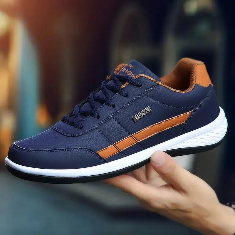 Stylish Leather Sneaker for Women with Round Toe Lace Up Cushioned Sole Casual Style